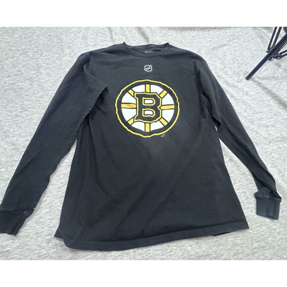 Reebok NHL Boston Bruins T-shirt Men's Large  Long Sleeve Logo Causal Black - Picture 1 of 9